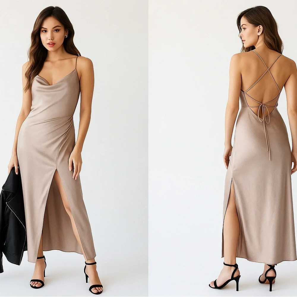 Free People Backless Taupe Dress - Picture 1 of 7